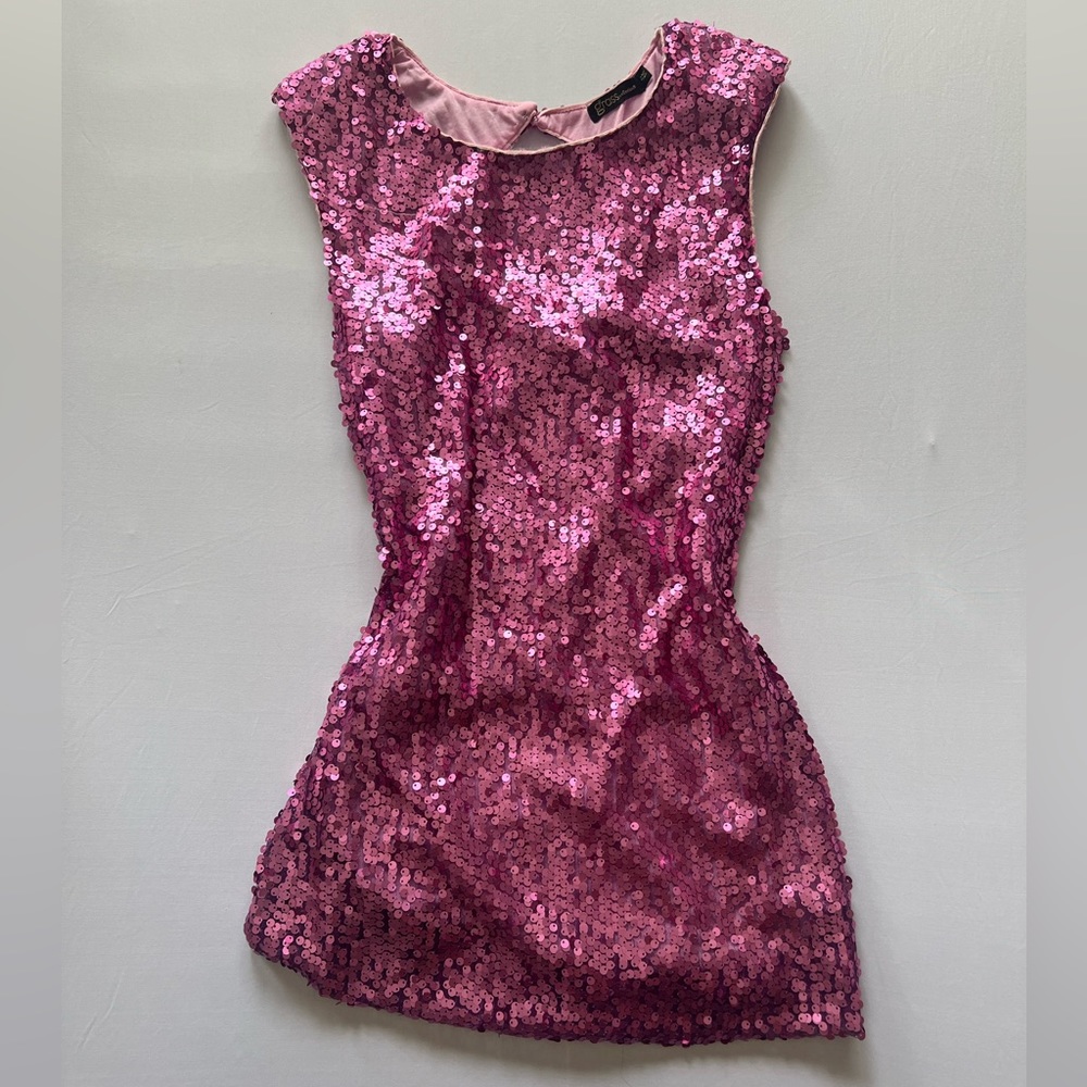Vintage Grass Collection Pink Sequin Mini Dress (Size Medium)